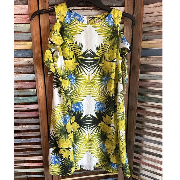 NWT GB Girls Tropical Beachy Dress L Green Floral Hawaiian - Picture 1 of 8